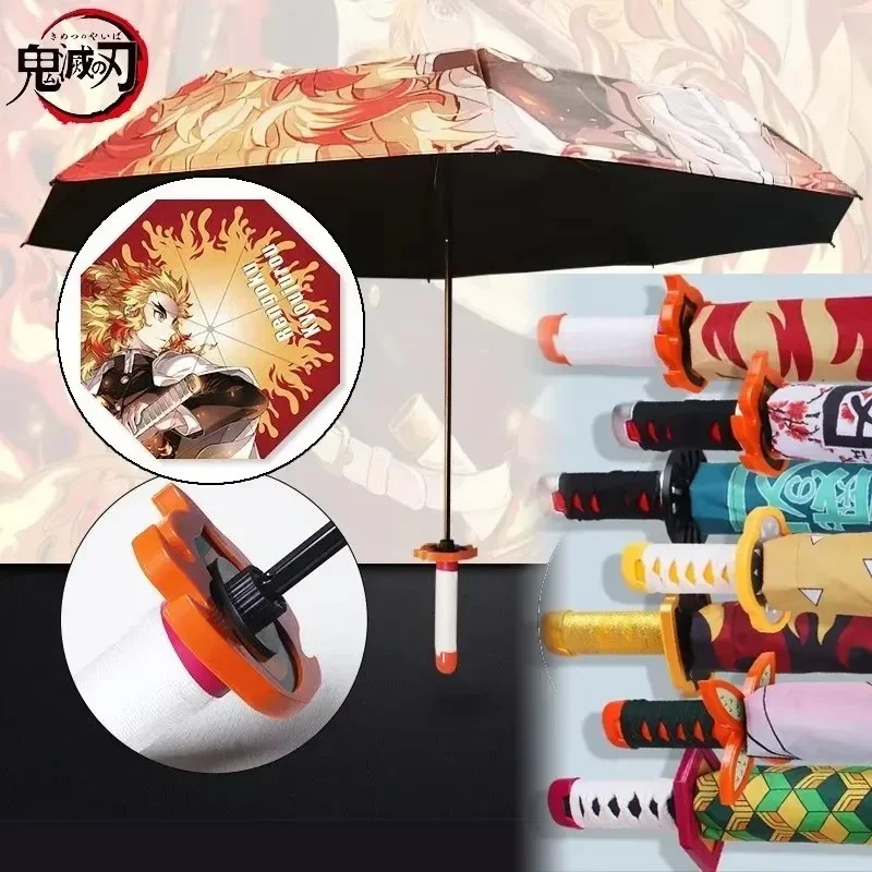 FLASH SALE    Demon Slayer Katana Umbrella Kimetsu Rengoku Sword Raincoa Black Parasol Real Size Jap