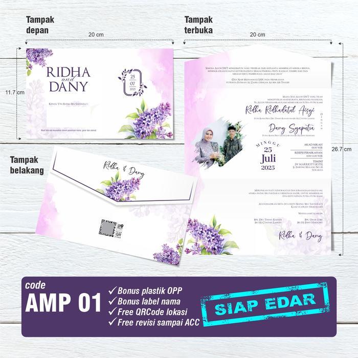 JTTOP" (50PCS) UNDANGAN PERNIKAHAN SEMI AMPLOP ELEGAN STYLISH + BONUS