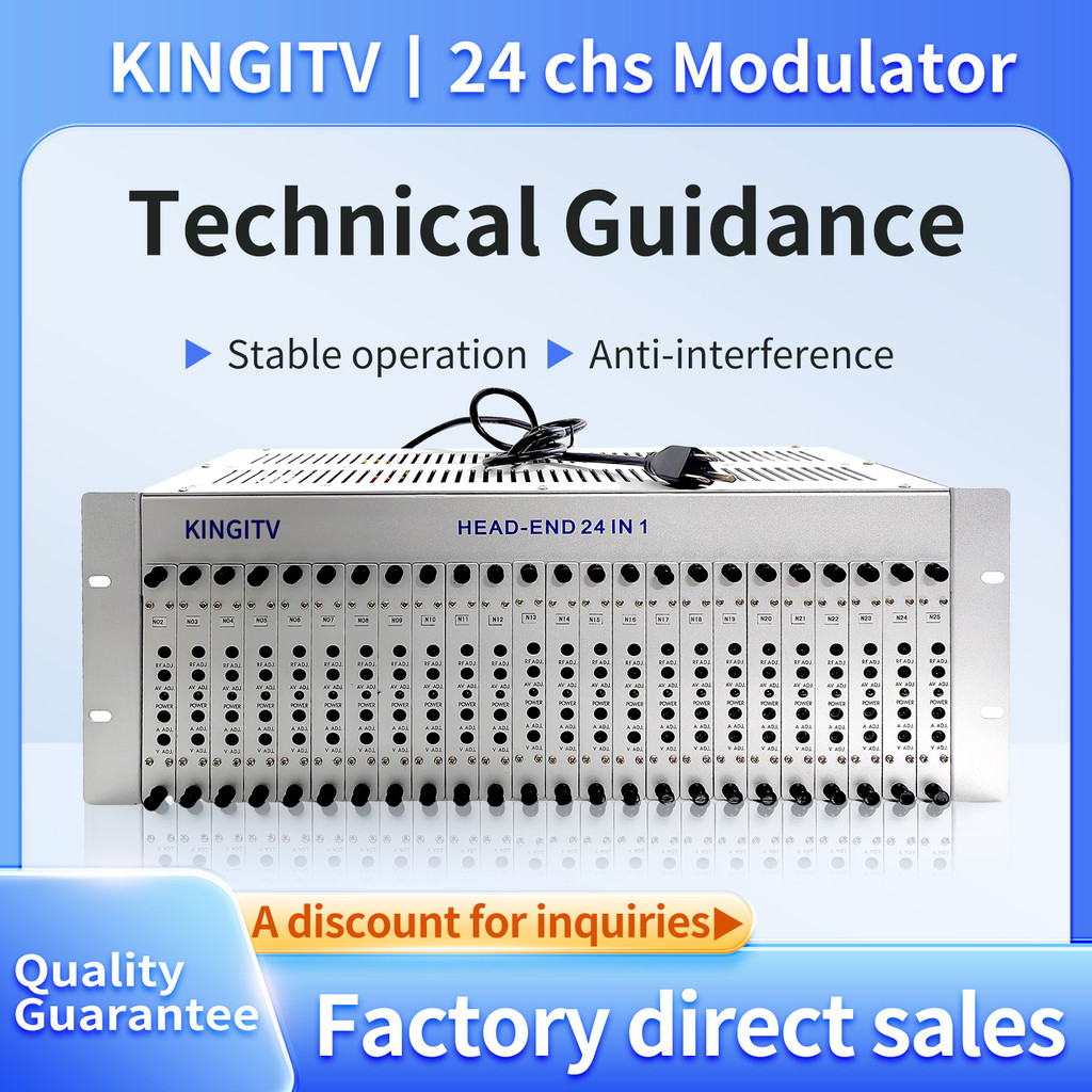 STOK TERBATAS  24-channel CATV HD analogue modulator Hotel Factory TV front-end equipment HDMI to RF