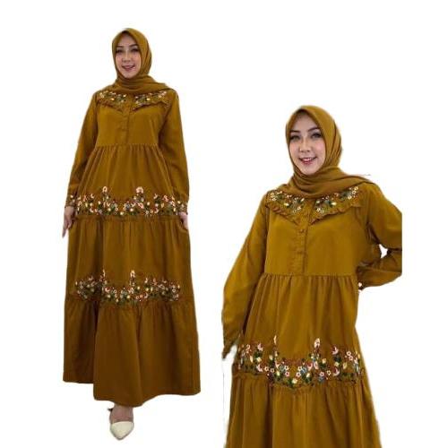 Baju Gamis Wanita Dewasa Terbaru Bahan Bagus Adem Dan Mantap Bordir Katun