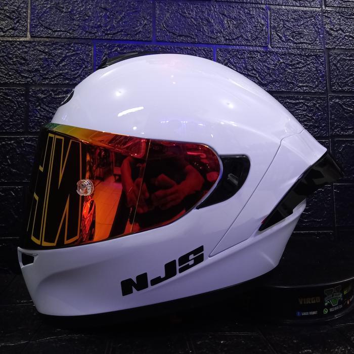 Njs Helm Zx-1 Solid White Double Visor Paket Ganteng