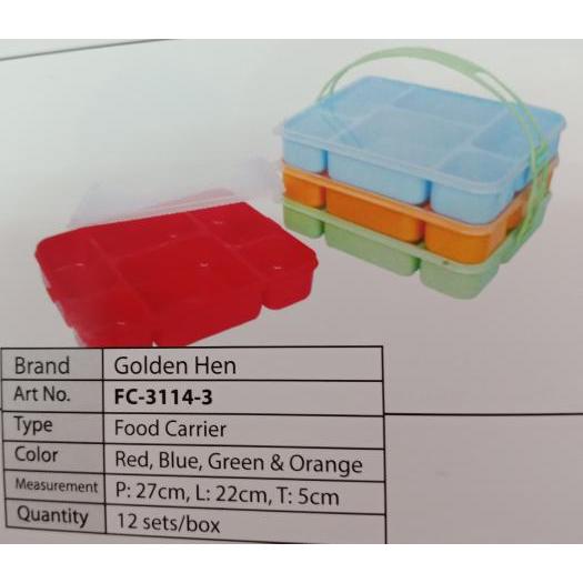 1 Set Kotak Makan/Lunch Box/Rantang Katering Plastik Golden Hen Fc-3
