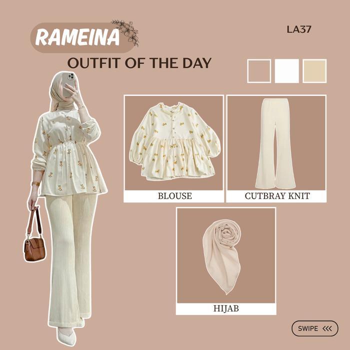 TERLARIS OOTD Wanita Remaja Kekinian ( Blouse, Cutbray Knit, Hijab) Style Outfit Kuliah Simple