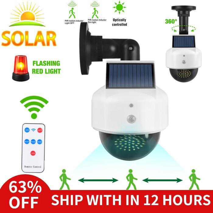 BERGARANSI Outdoor Solar Wall Lamp Dummy Camera Fake LED Solar Power Video