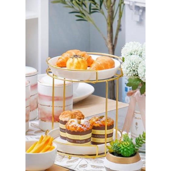 Marble Cake Tier Gold tempat Kue Dessert Rack Tray serving tray