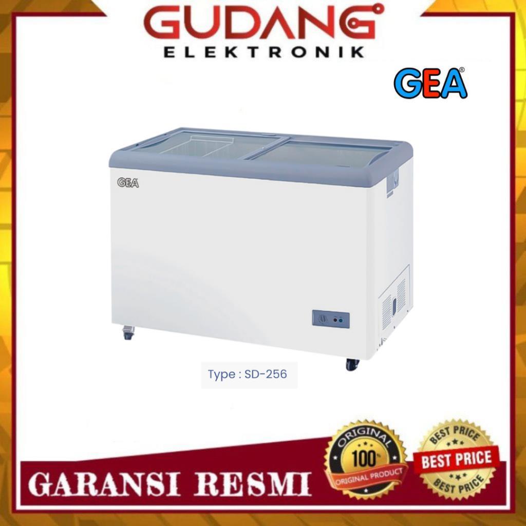 CHEST FREEZER SLIDING FLAT GLASS GEA 256 LITER SD-256 FREEZER GEA SD 256