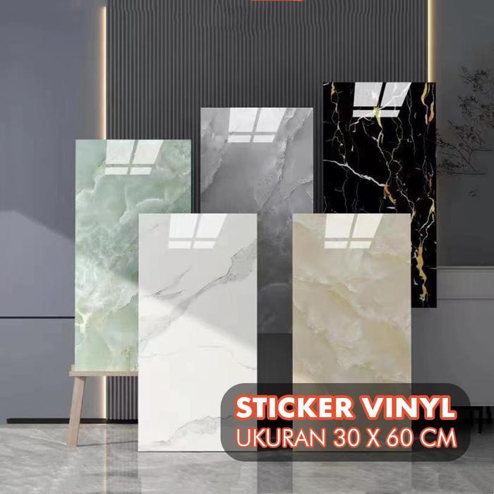 Wallpaper Stiker Dinding Vinyl Marble / Wallpaper Marble Glossy black and white / Vinil Stiker