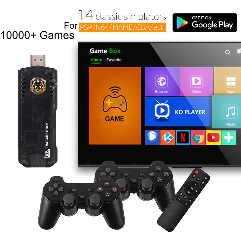 Mini TV Android Stick Game Stick 10000 Games 4K Retro Video Game Consoles For PS1 PSP SFC Android TV