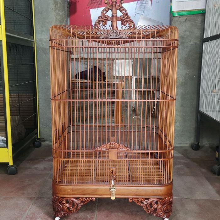 sangkar burung cucak rowo,jalak bali,poksay hongkong,dll kayu jati ukir terlaris