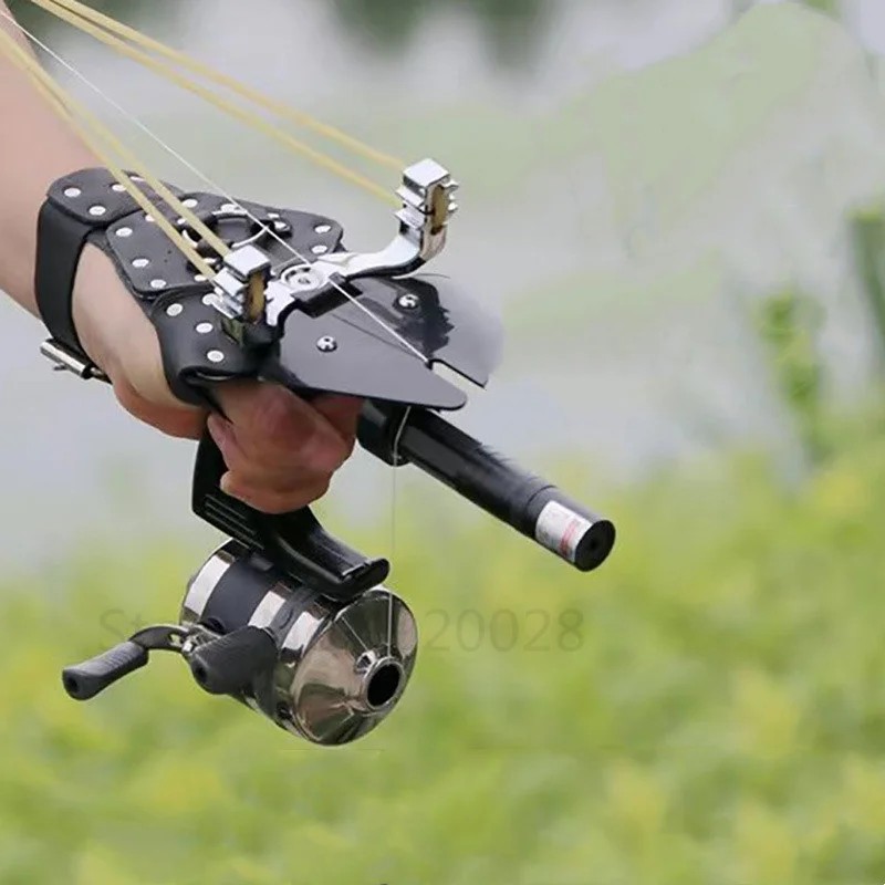 Stainless Steel Quality Laser Slingshot Black Hunting Bow Catapult Fishing Bow Outdoor Powerful