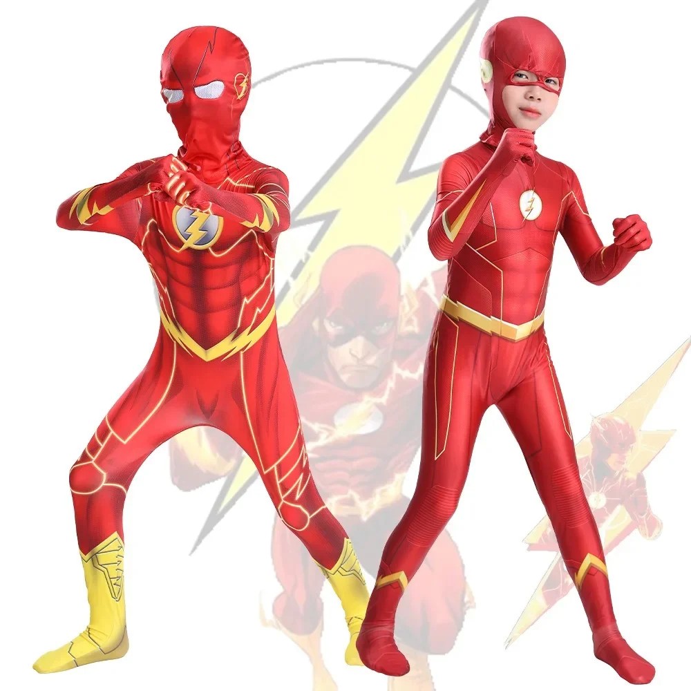 Flash Man Kids Bodysuit Cosplay Costumes Superhero Flash Children Bodysuit Halloween Christmas