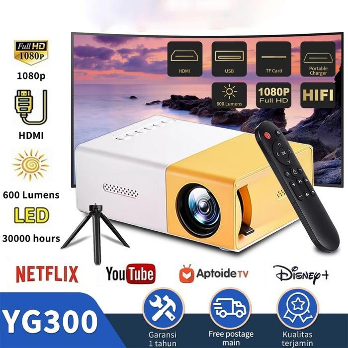 Mini Proyektor LED YG300/YG 300 LCD Portable Projector Home/Proyektor hp mini YG300 LED
