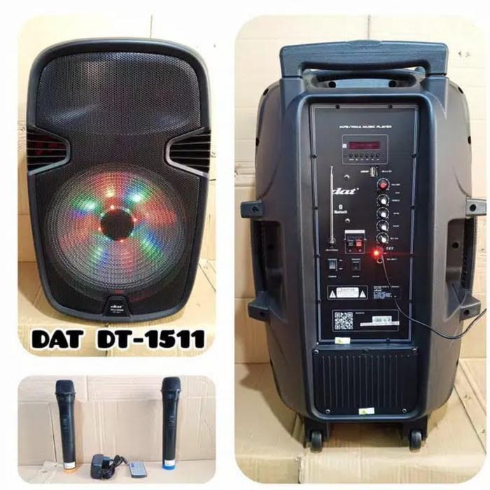 SPEAKER PORTABLE DAT DT 1511 ORIGINAL DAT DT1511 FREE 2 MIC WIRELESS