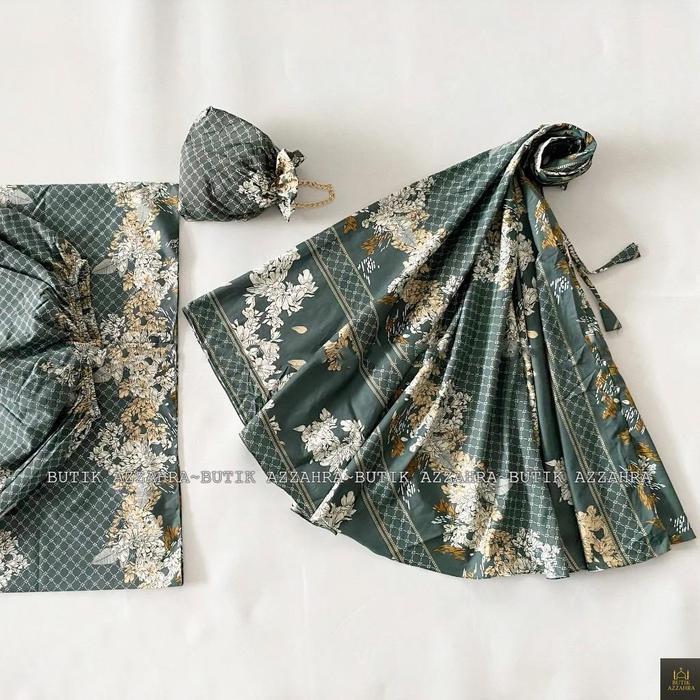 Butik.Azzahra Mukena Anak Tangg Alena 2In1 Resleting Katun Travel Bunga Lembut