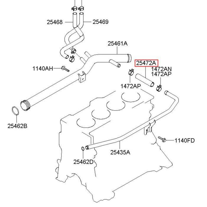 Selang Hose Bypass Radiator Hyundai Accent Avega Excel Getz Verna