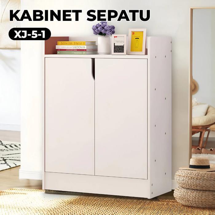 Lemari Sepatu Minimalis Rak Sepatu Kayu Xj-5-1 Untuk Penyimpanan Sepatu - Furniture