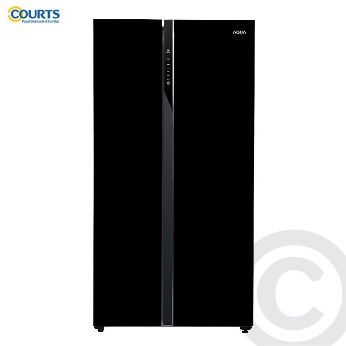 AQUA KULKAS 2 PINTU SIDE BY SIDE 602 L Black AQR-675IG