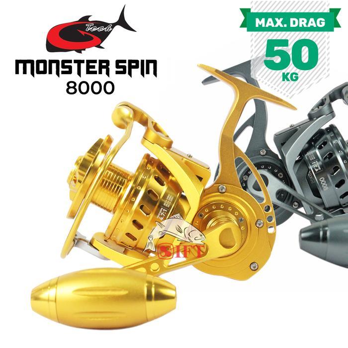 Reel G-TECH MONSTER SPIN 4000 6000 8000 50kg [2025] SaltWater Power Handle Metal Body IFT - GOLD, 60