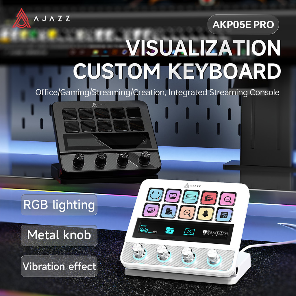 Ajazz AKP05E PRO Visual Macro Keyboard,Multi-Function Desktop Assistant, 10Keys Touch Strip