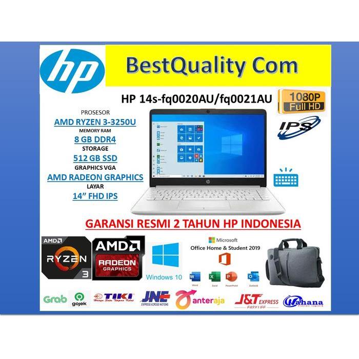 HP 14s-fq0020AU/fq0021AU Ryzen 3-3250U 8GB 512GB 14"FHD W10 OHS Backli