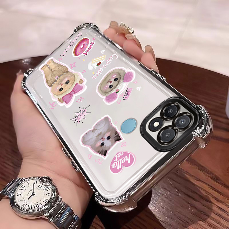 Casing Hp Untuk OPPO A15 A15s A35 Case Foto kucing Kasing Plating Cesing Airbag Kesing Silikon Softc