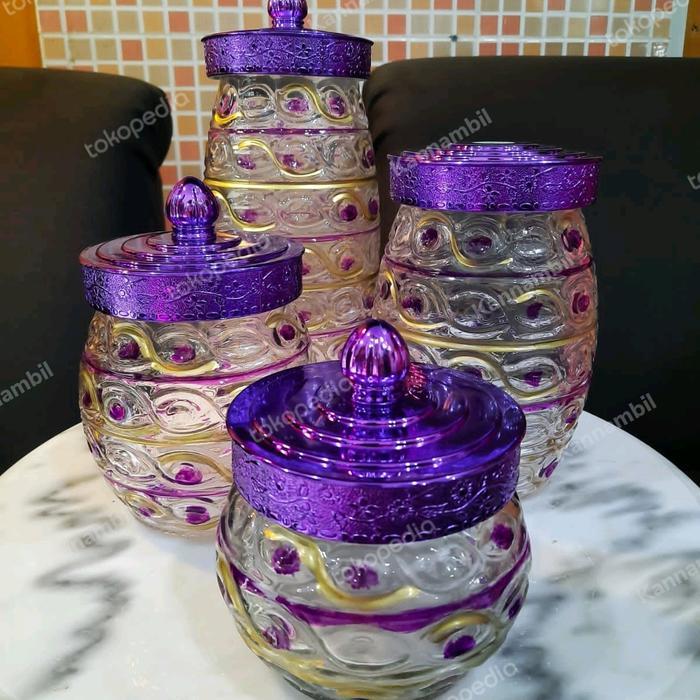 TOPLES KUE / TOPLES KACA SET 4 GENEVA MOTIF CANDY - UNGU