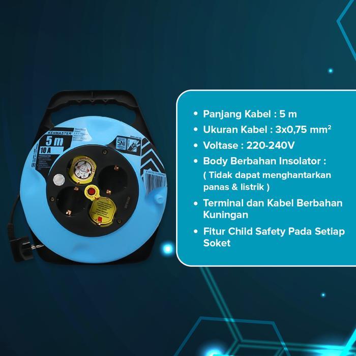 Kenmaster Kabel Roll 5 / 12 Meter (Sni) / Colokan Listrik Gulung / Roll Kabel Listrik