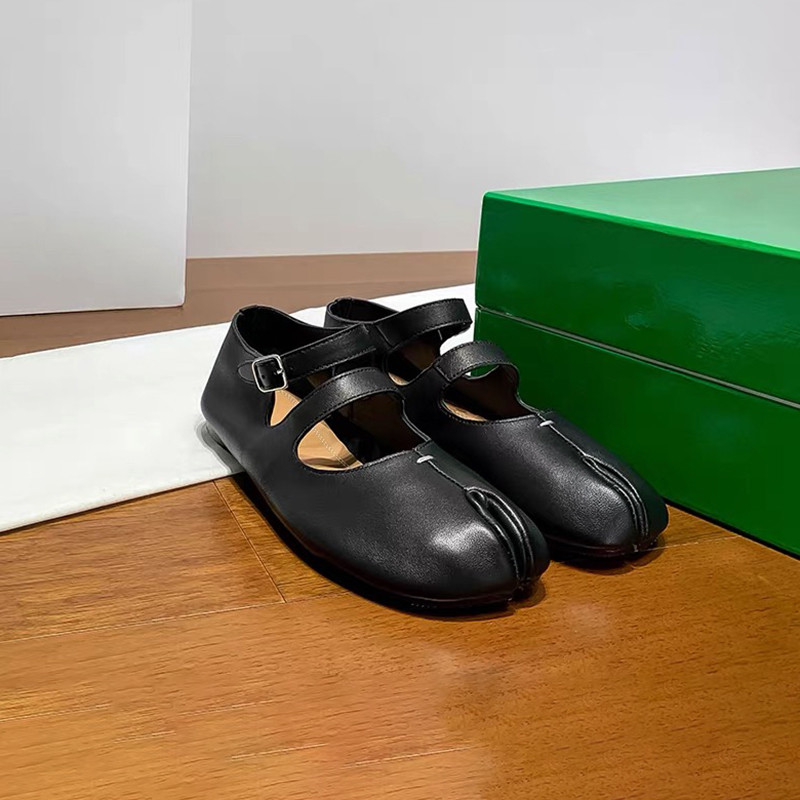 MEOD Women's Leather Split Toe Shoes Fashionable Flat Mary Jane shoes Women's Ballet Shoes Soft