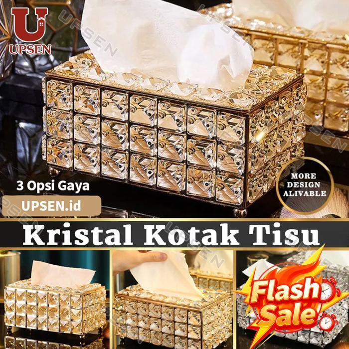 Kotak Tisu /Kristal Kotak Tisu /Kristal Kotak Tisu Gold /Tempat Penyimpanan Tisu Kristal Premium