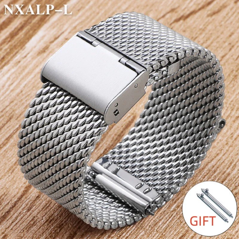 1.0 Milanese Mesh Loop Stainless Steel Watch Band Bracelet 18Mm 20Mm 22Mm 24Mm Bracelet 3Mm