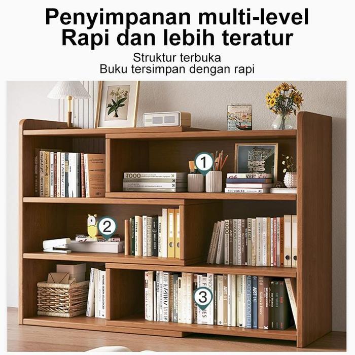 BM-Rak Buku Organizer Rak Buku Rak Kayu Serbaguna Portable Kayu Kuat Lemari Buku Rak Multifungsi