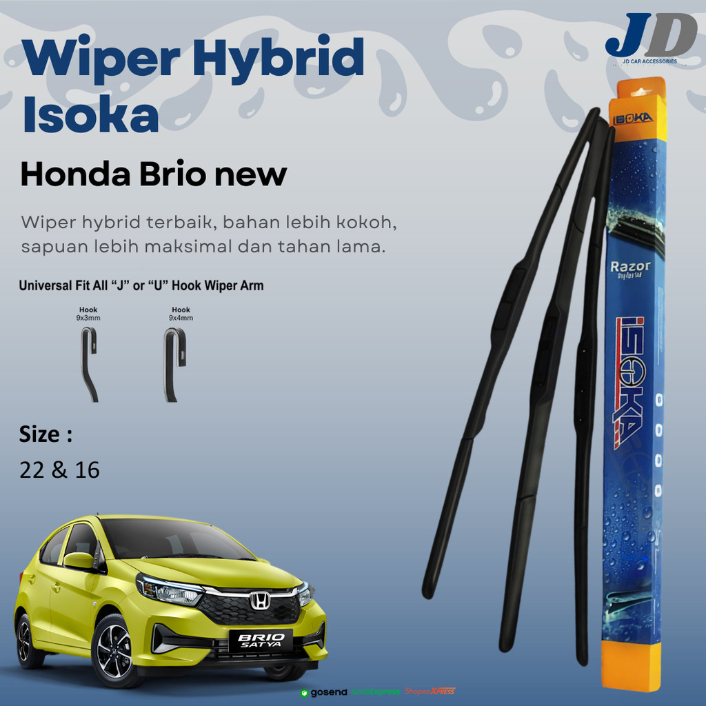 Wiper Hybrid Premium Honda Brio | 22 16 | Plug & Play | Wiper Hybrid Isoka