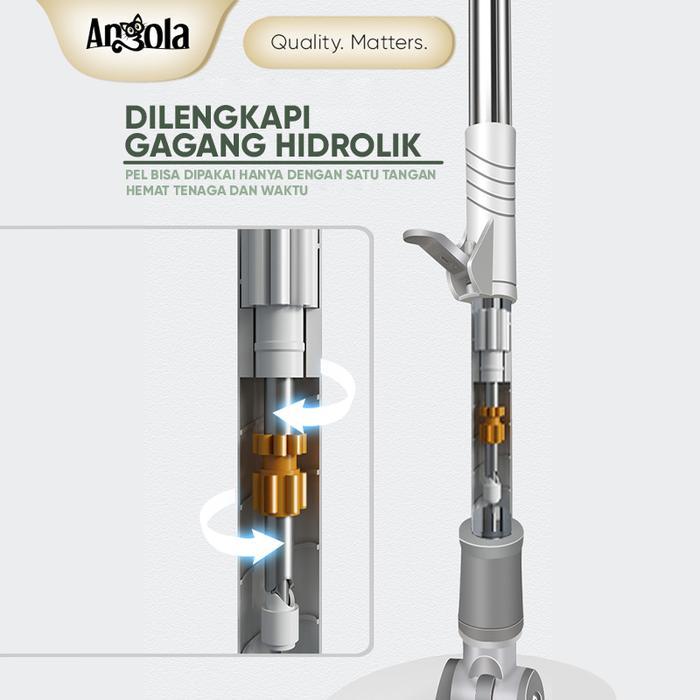 TP Angola Spin Mop D23 Alat Pel Lantai Otomatis Tanpa Peras