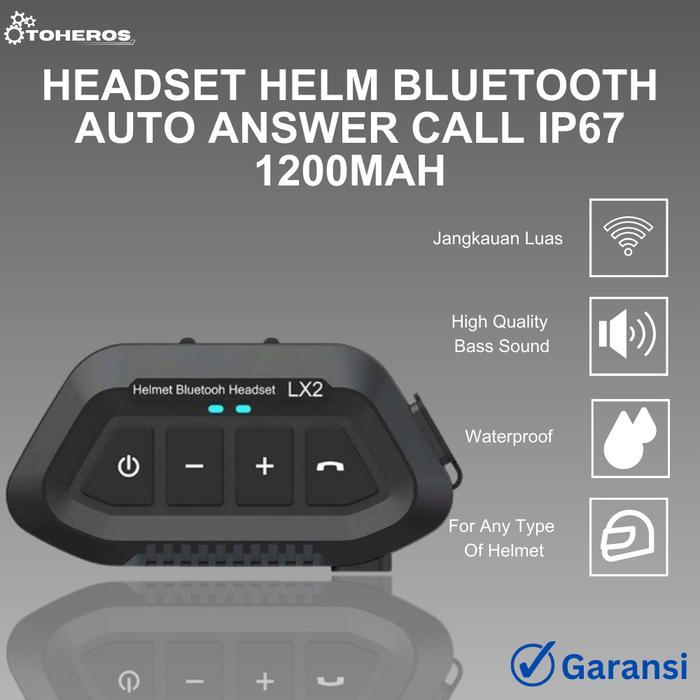 TERLARIS Intercom Helm set Bluetooth Auto Answer C IP67 1200mAh READY STOCK