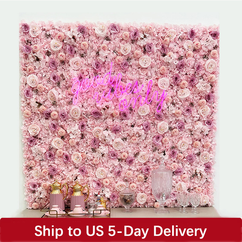 Silk Rose Backdrop Flowers Wall Wedding Decoration customized Artificial Flower Wall Panel for Home