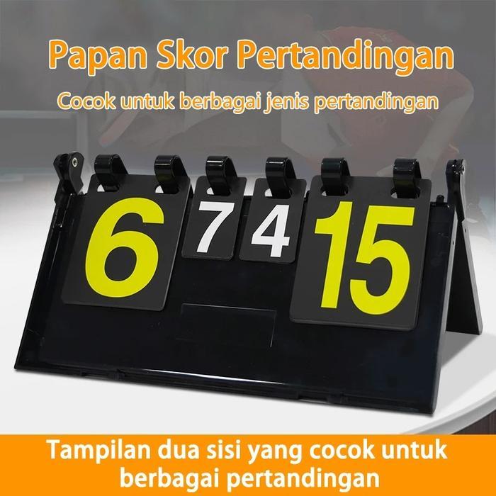 Papan Skor Digital 4 Digit Portable - Untuk Sepak Bola, Basket, Bulu Tangkis & Olahraga Lainnya -