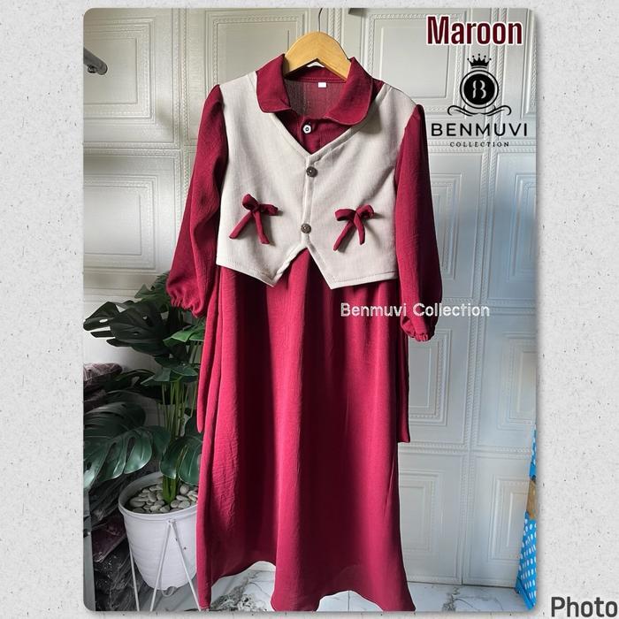 (SPESIAL RAMADHAN) DANIA DRESS GAMIS ANAK ROMPI TERBARU BAHAN CRINKLE MIX KNIT PREMIUM GAMIS COUPLE