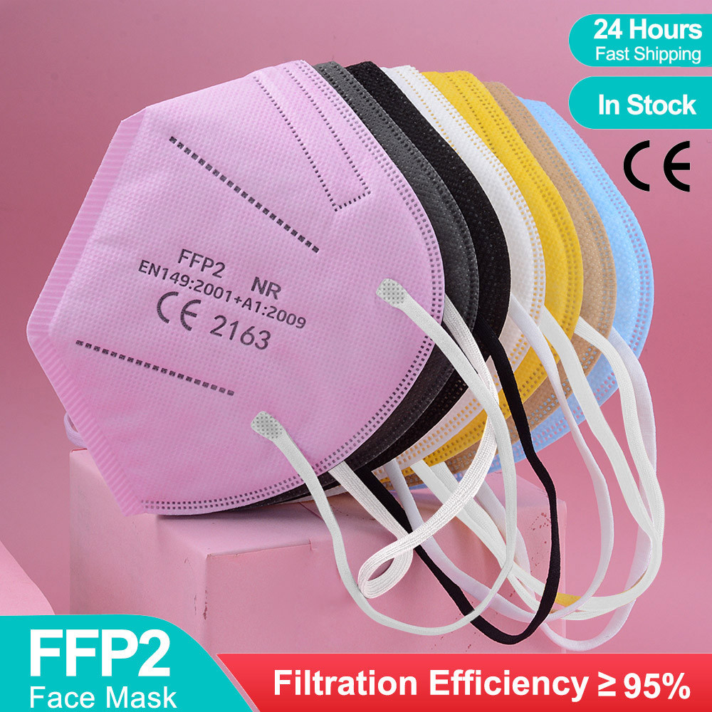 5Layer Ffp2 Masks Ce Approve Kn95 Melt-Blown 95% Filtering Multi-Colors Black Blue Bag Pack Ffp2 Nr