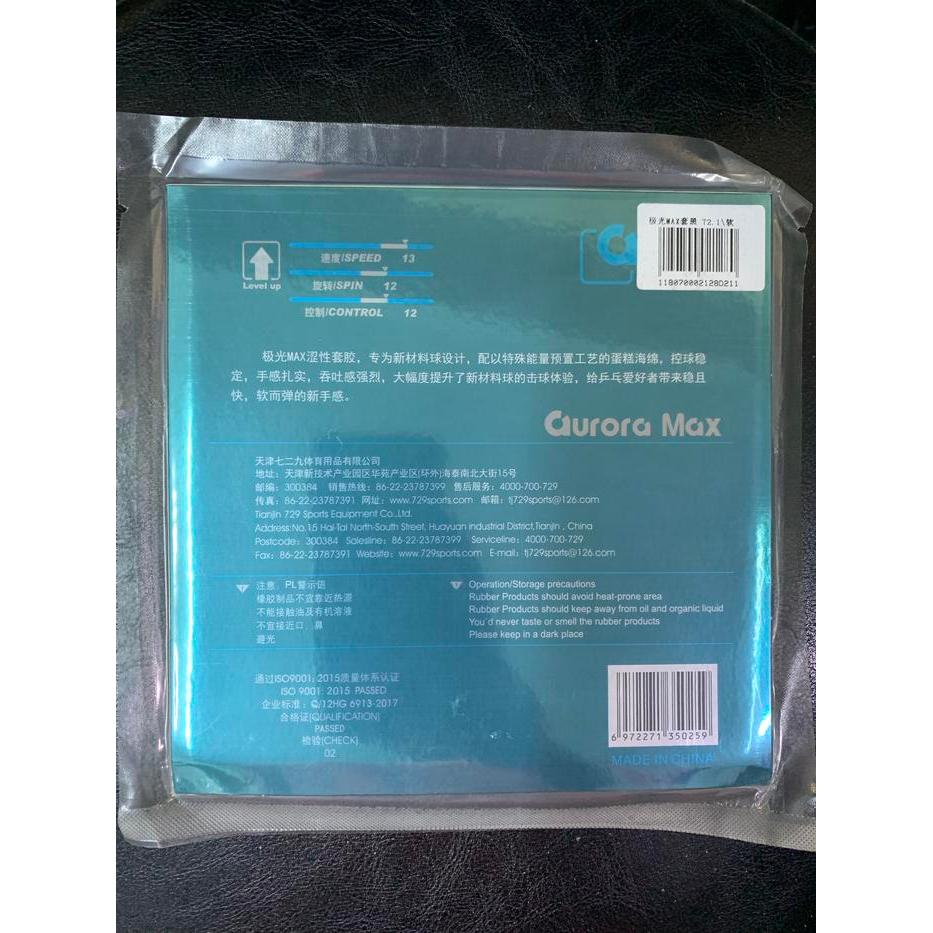 Karet Pingpong 729 Aurora Max Pro Player Version Bat Tenis Meja Asli