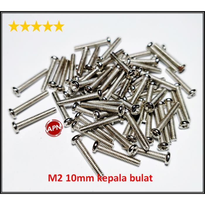 "New" 50PCS BAUT 2MM / BAUT M2 / SCREW M2 PANJANG 10MM KEPALA BULAT