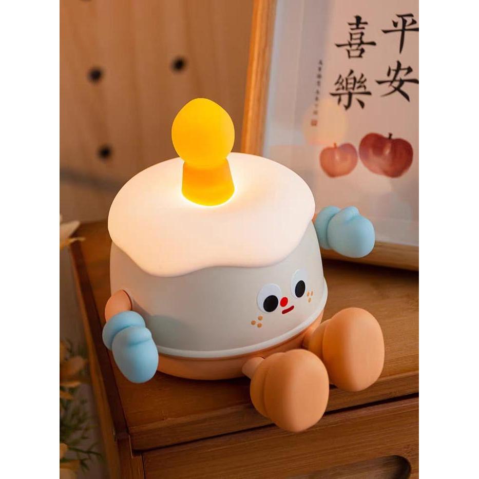 Birthday Cake Night Lamp Touch Squishy Rechargeable Lampu Sentuh Tepuk Kue Ulang Tahun Kado Spesial