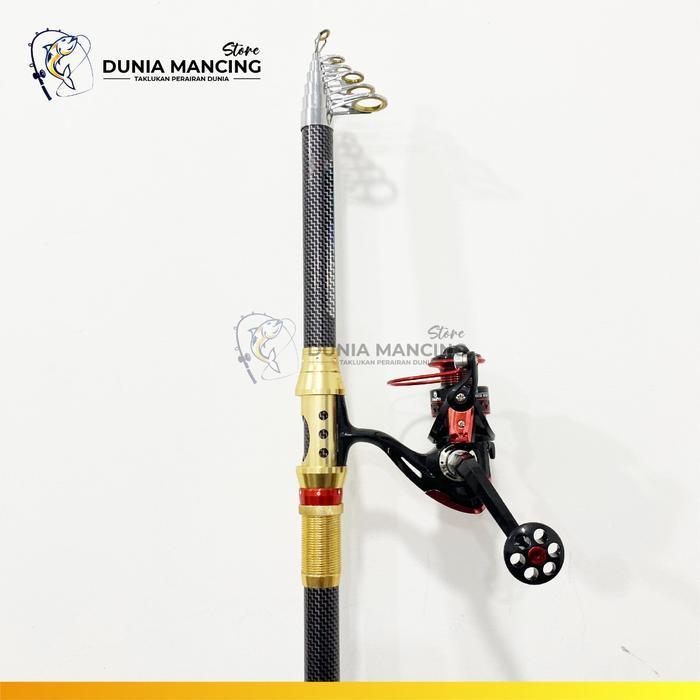 Paket 1 Set Joran Pancing Laut Antena Portable High Carbon Joran Laut Teleskopik dengan Reel Pancing