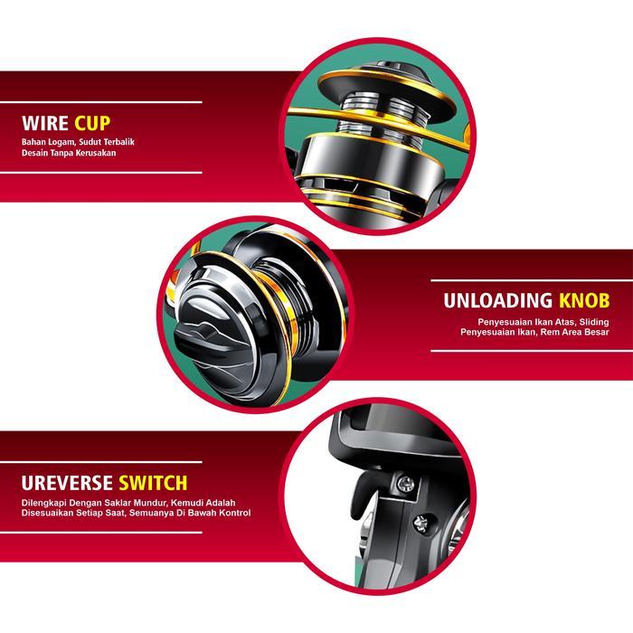 Kaptenfishing Reel Pancing KM1000-7000 Rill Katrol Kerekan PancingAluminium Murah Fullbesi - Mancing