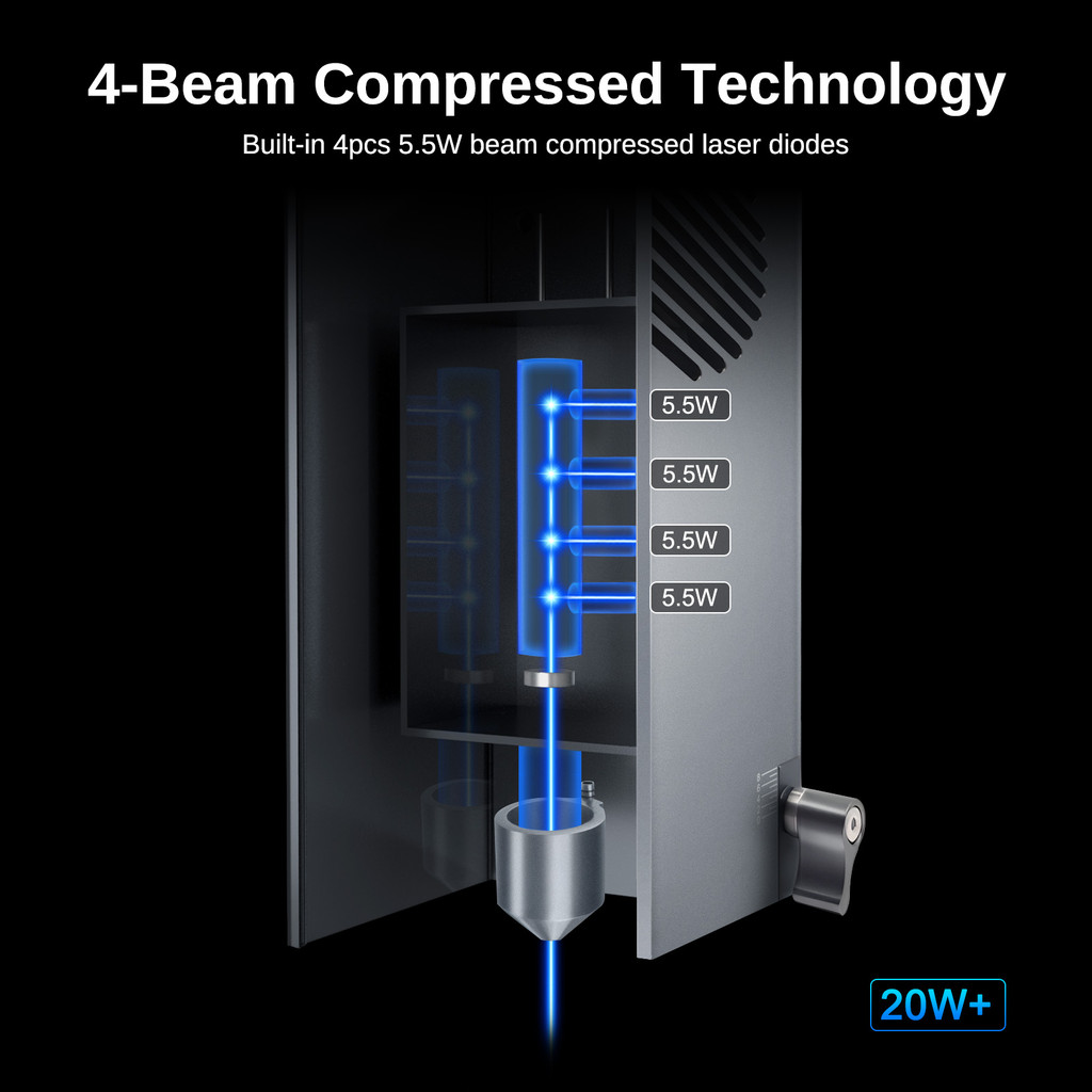 LASER TREE 20W 30W 40W Optical Power Laser Module with Air Assist Laser Heads for CNC Machine