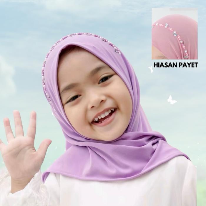 Segitiga Anak Instant Payet Hijab Anak Pashmina Payet Jilbab Kerudung Balita Muslim Nyaman Cantik