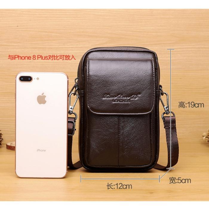 Tas Selempang Pria Mini Kulit Asli Tas Pria Hp Pinggang Ori Kulit 1205 Co