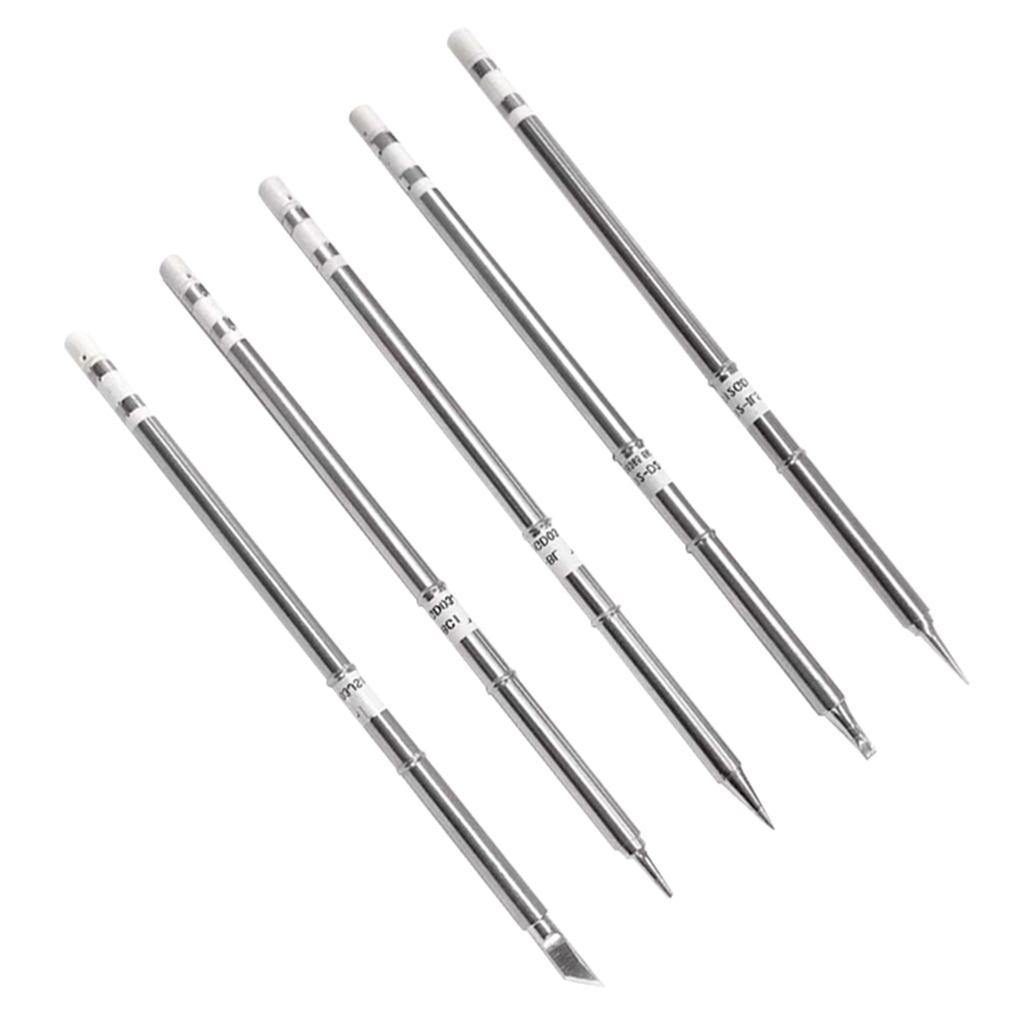 5 Piece Soldering Iron Tip Replacement for T12 Mini Portable Outdoor Soldering Iron Kit
