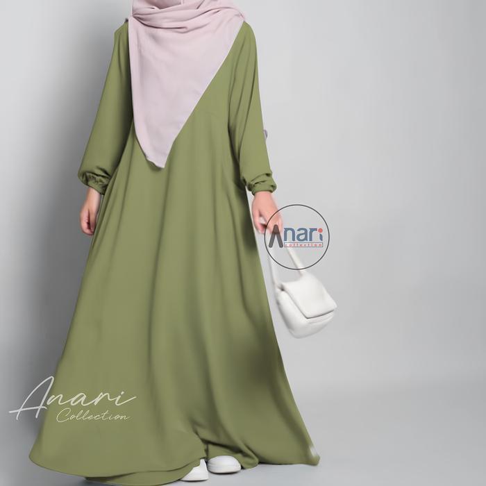 Anari Collection Abaya Gamis Turki Wanita Lengan Karet Terlaris Wolfis Premium / Basic Abaya Polos