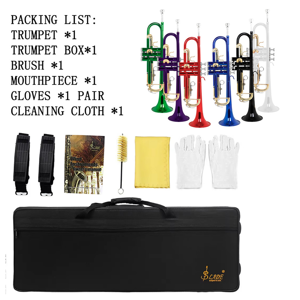 SLADE Bb Trumpet High Quality Trumpet Set Brass Body Gold-Plated B Flat Trumpet Preferred Trumpet