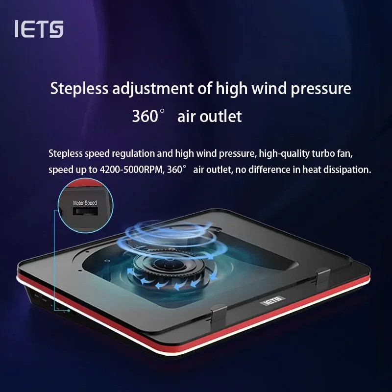 IETS GT500 V2/V1/S2/S1/B0 Series Laptop Cooling Stand 5000RPM External Cooling Pad for 13", 15" to
